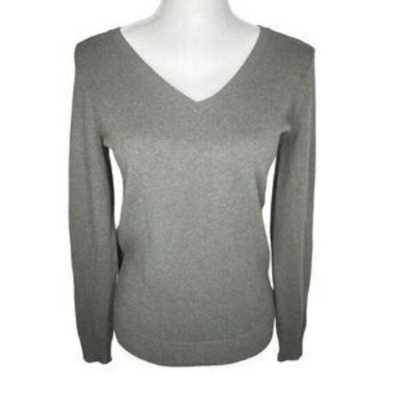 Bloomingdale’s 100% Cashmere Women's Dark Green V-Neck Pullover Sweater - Small - Picture 1 of 7